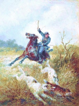  cazando Lienzo - Nikolai Sverchkov cazando con borzois 1889